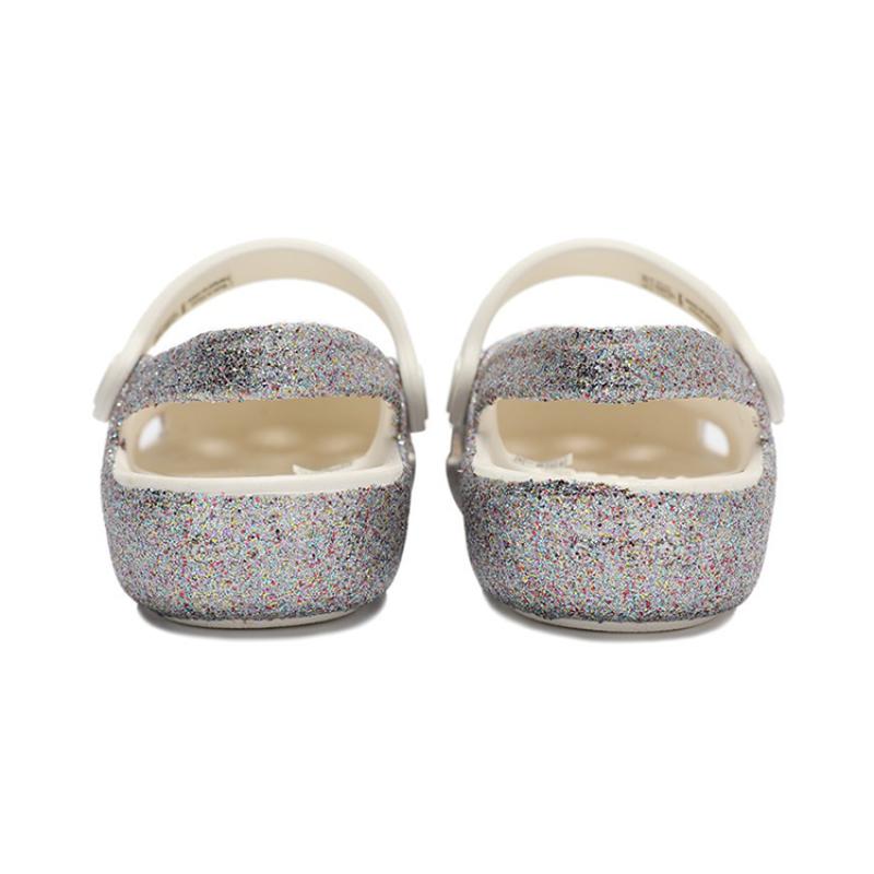 Crocs Isabella Outdoor Toe Flat Heel Shiny Hole Sneaker Sandals Silver Kids