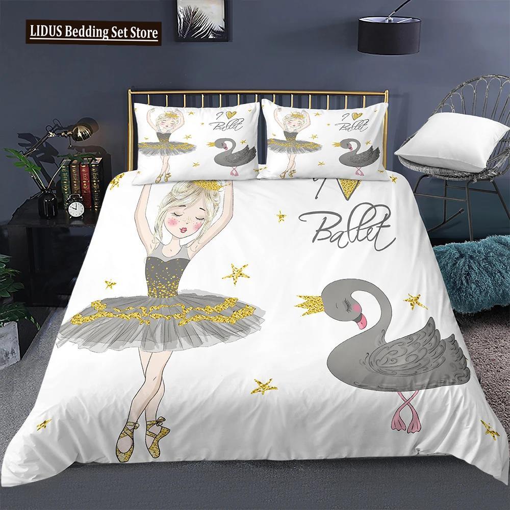 Cartoon Bedding Set For Kids Children Crib Danceing Girl Duvet Cover Set & Pillowcase Edredones Niños Princess Quilt Cover