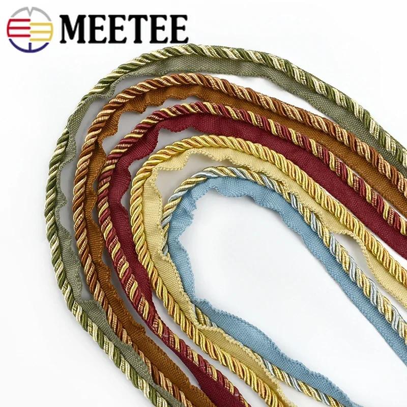 2/5/12M Meetee 6mm Two-color Lace Rope Trim Decorative Strap Webbing Cord for Sofa Curtain Sewing Handmade Material Accessories