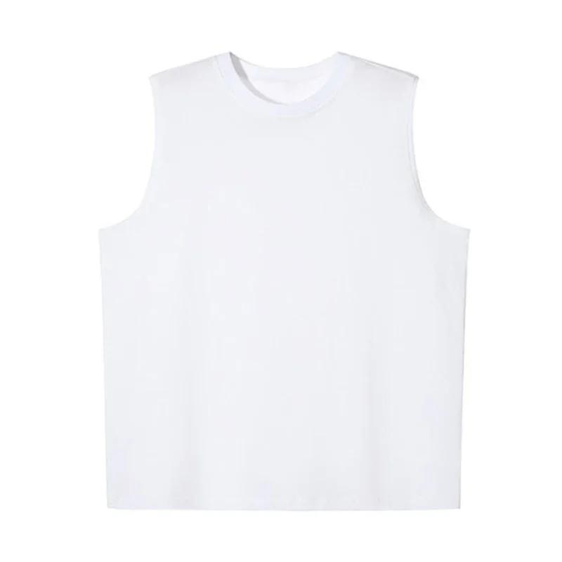 

Новое поступление Мужская футболка без рукавов Летняя мода Однотонная футболка без рукавов с круглым вырезом Мужская Женская Хлопок Повседневная Свободная Уличные Топы XXL белый