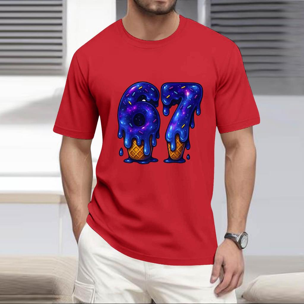 Men's Popular T-shirt Printed Round Neck Short Sleeve T-shirt