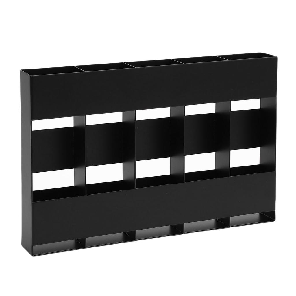 Straw Organizer Black 5 Compartment Space Saving Metal Straw Storage Holder with Double Side Adhesive Tape for Kitchen