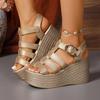 Women Wedge Sandals  New Ankle Buckle Patchwork Platform Sandals Breathable Comfort Non-slip Soft Sole Gladiator Shoes Women