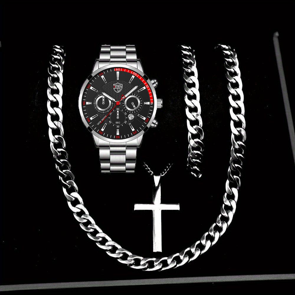 Watch Four-Piece Men S Accessories Watch Necklace Bracelet Cross Necklace