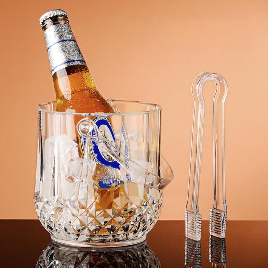 Yousheng Isspann med Handtag och Tång, Genomskinliga Isspann med Diamantslipning för Öl Champagne Vin Cocktails, Barutrustning