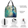 Colorful Peacock Feather Insulated Lunch Bag for Women Children Portable Food Boxes Thermal Lunch Box Tote