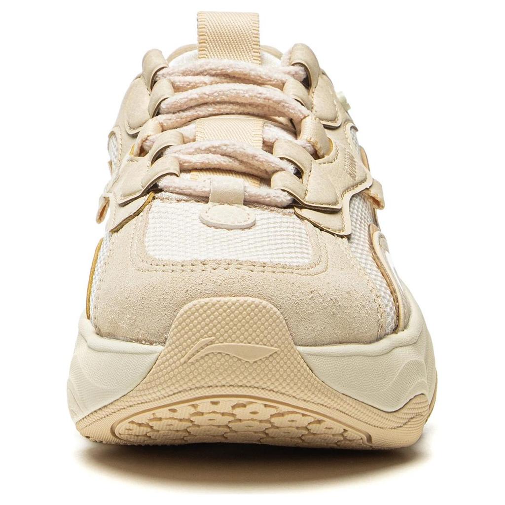 Li-Ning Classic Comfortable Non-Slip Wear-Resistant Low-Top Casual Shoes Women sneaker Yellow Milky AGCU300-1