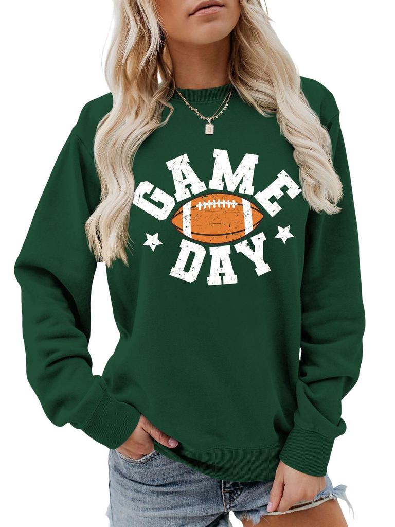 Colorful Football Letter Crewneck Sweatshirt - Game Day Long Sleeve Casual Wear