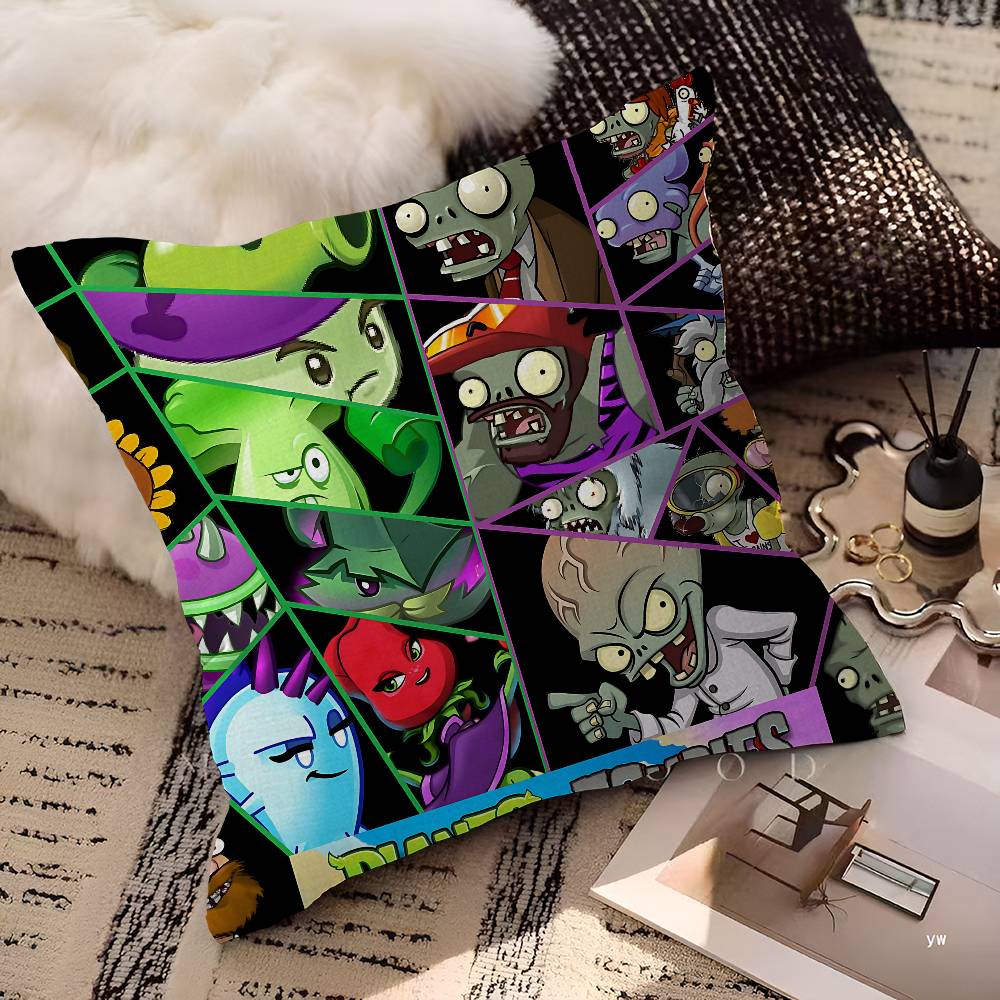 Classic Game PPlants Vs ZZombies Cushion Cover Polyester Sofa Cushions Decorative Throw Pillows Home Decoration Pillowcover
