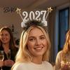 Lightweight Decorative Frames 2 Pcs 2027 New Year Eyeglasses, Plastic Glitter Number Glass Frame, Christmas Party Accessories Shiny Unisex Headband