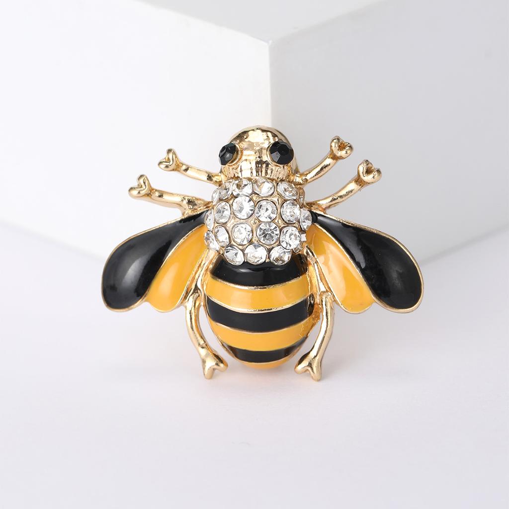 Fashion Enamel Bee Brooches for Women Rhinestone Insect Pins Event Party Funny Gifts Backpack Decoration Clothes Accessories