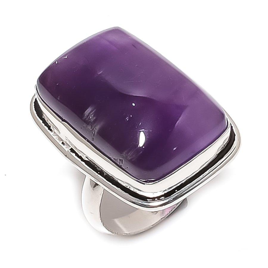 Sage Amethyst Gemstone Handmade 925 Sterling Silver Jewelry Ring Size 7.5 p0i75