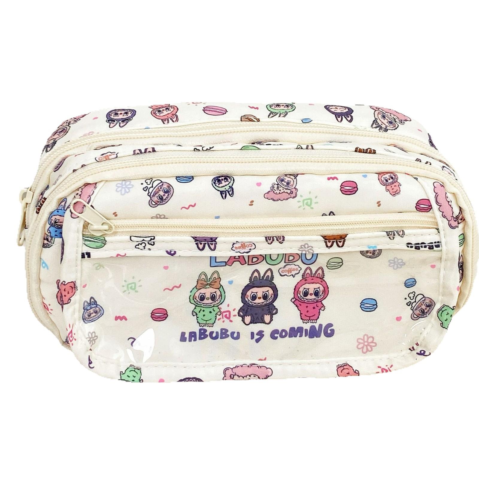 

Пенал для студента большой емкости, косметичка, сумка для хранения с отделениями, сумка для хранения One Size белый