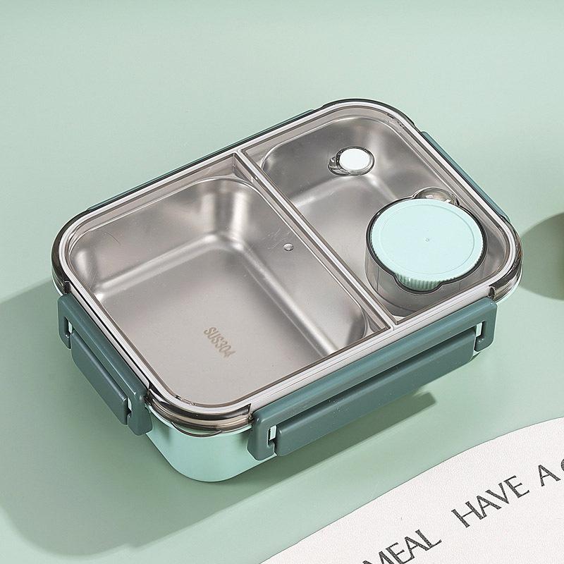 Lunch Box, Stainless Steel Bento Box Adult Lunch, Portable, Leak-Proof Stackable Cutlery Set, for Everyday Travel (2 or 3-Grid)