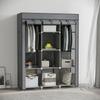 Fabric Wardrobe, with Rails and Shelves - Dark Grey