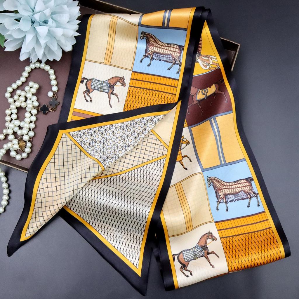 Mulberry Silk Necktie for Women Versatile Autumn Style Chic Slim Multi-functional Decorative Double-layer 100% Silk Scarf