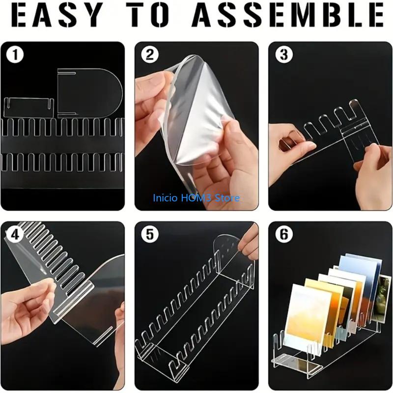 A5YD 12 Compartment Acrylic Card Holder Display Stand Transparent Durable Construction For Office Retail Use