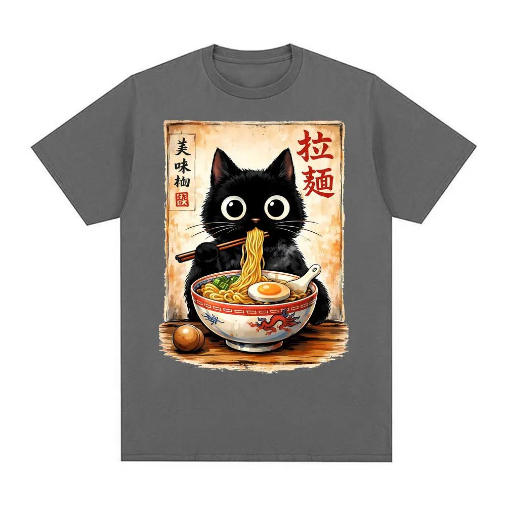 Cute Cat Slurping Raunisex TShirt Unisexs And Unisexs 2026 New Summer Cotton Clothing Harajuku Fashion Round Neck Short Sleeve Top