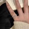 Trendy Exquisite 925 Silver Micro-inlay Zircon Four-leaf Clover Water Drop Tassel Opening Ring for Women Finger Jewelry