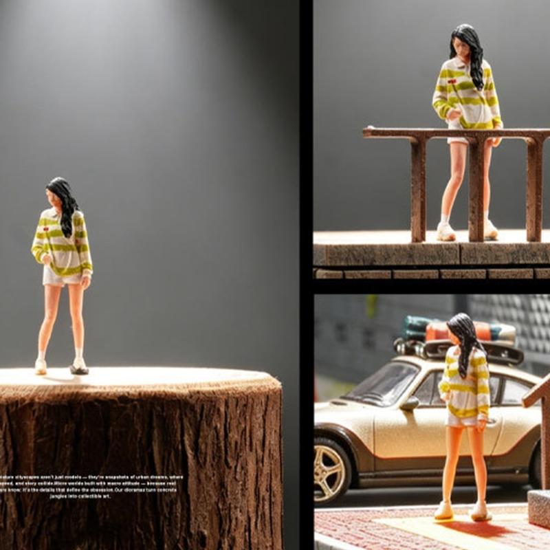 Realistic Striped Girl Figure Model for Architectural Displays Dioramas Props 1:64 Scale Hand Painted Miniature Figure