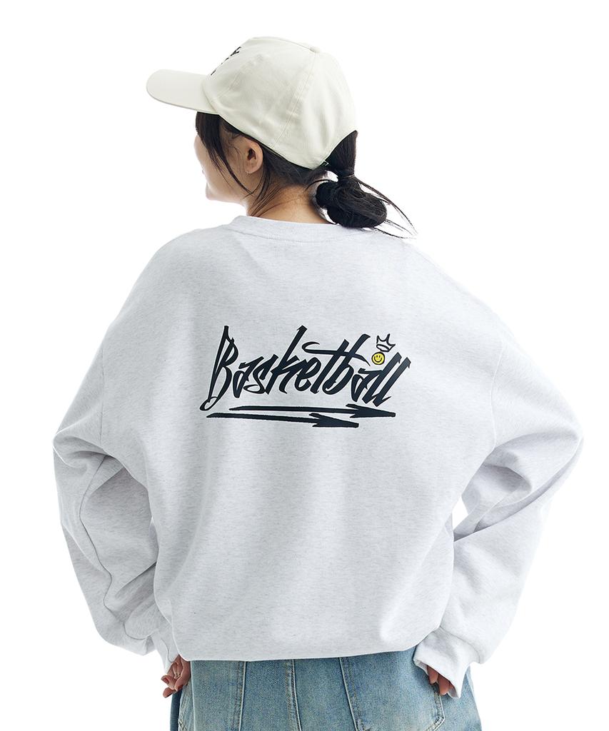 CREAM SODA LAB Basketball Arc Big Logo Sweatshirt Light Grey