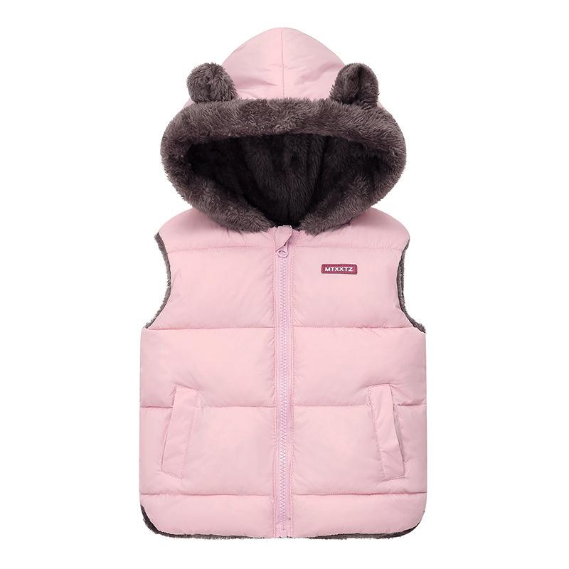 Boys Girls Down Vest Winter Children Warm Waistcoat Kids Outerwear Clothing Baby Hooded Coats Plush Vests