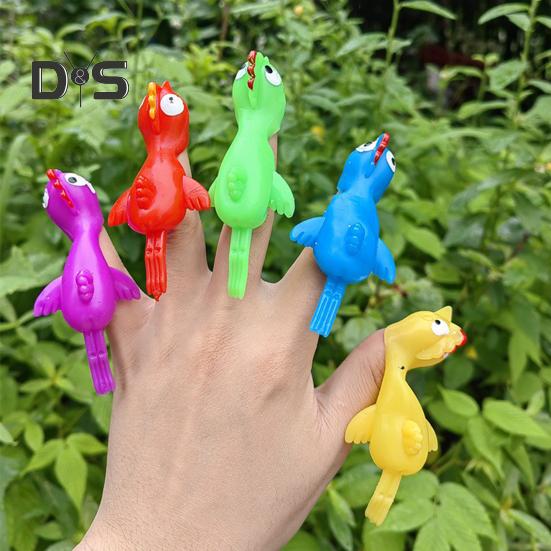 10Pcs Flying Chicken Catapult Rubber Chicken Finger Catapult Stretchy Chicken Shooter for Kids Indoor Outdoor Fun Christmas Party Favors Gift Goodie