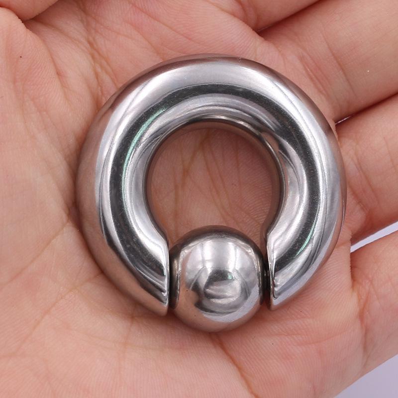 Nerezový krúžok s pevnou guľôčkou na piercing nosa a genitálií - Punk šperk