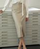 LAMARO Matte Cotton Long Skirt (Light Beige)