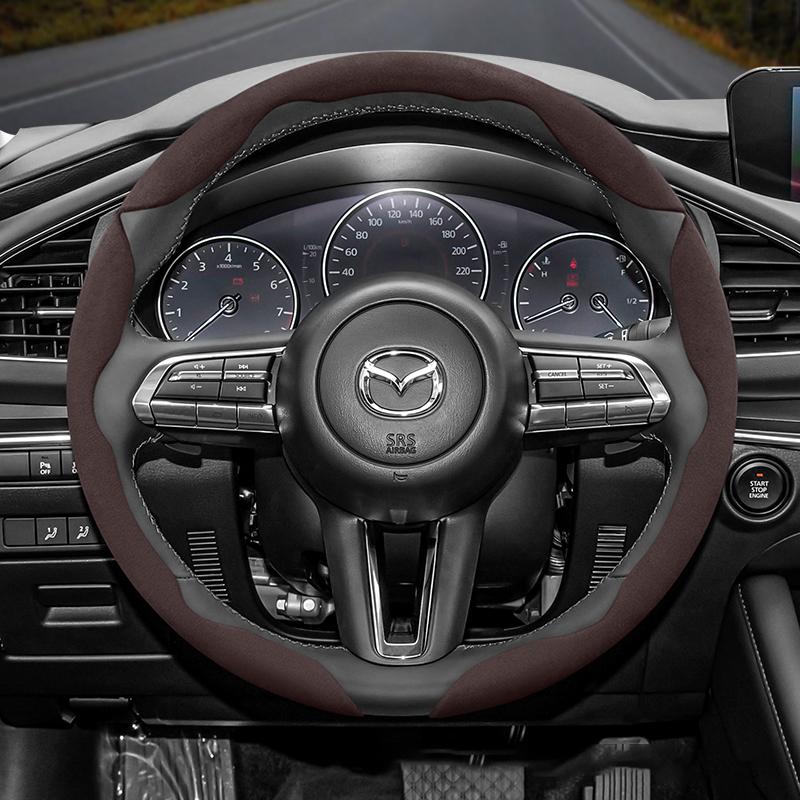 Suede Steering Wheel Cover Fits 3 CX5 6 2 CX30 6GH 3BK 3BK June 3BM 3BL CX-5 CX7 CX50 6GJ BT50 3SPORT 3SPORT CX60 EZ6 323 MX5ND
