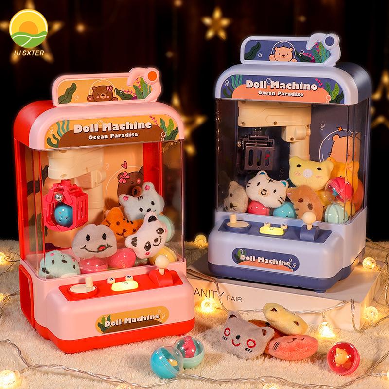 Kid Claw Machine Toy Girl 29CM Mini Gashapon Plush Doll Drawing Machine Animal Crane Grab Fairground Game for Children 3 Year