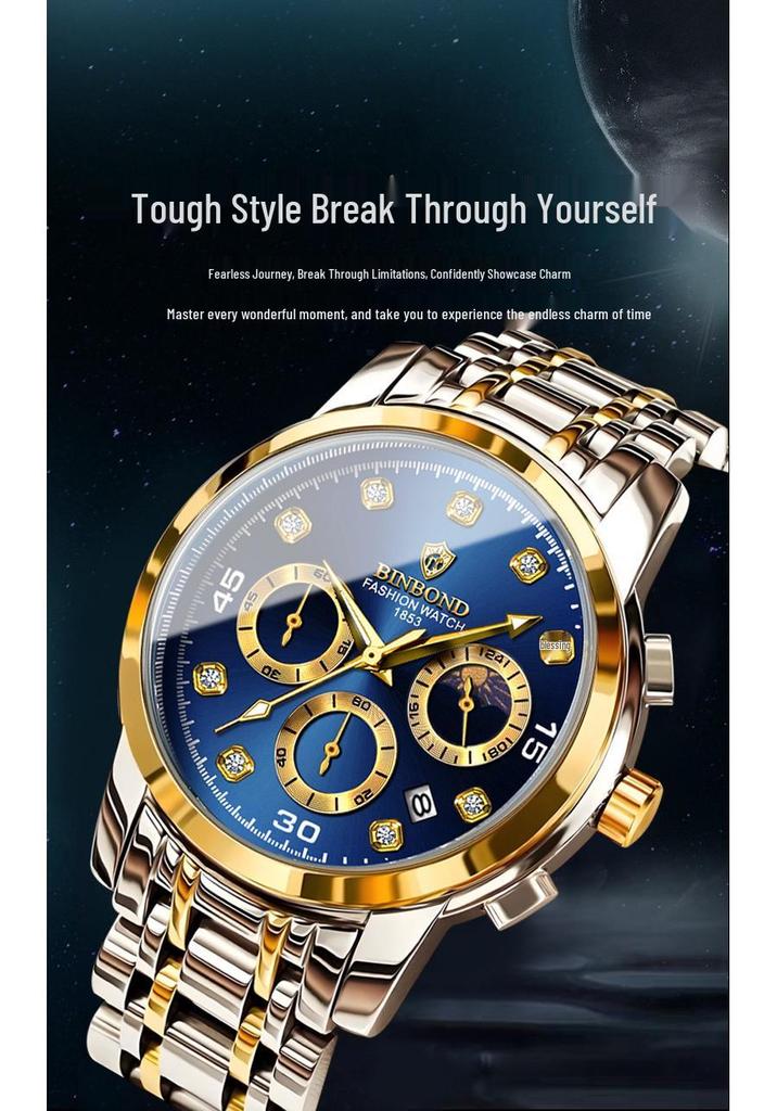 Binbang Multifunctional Quartz Men's Business Watch