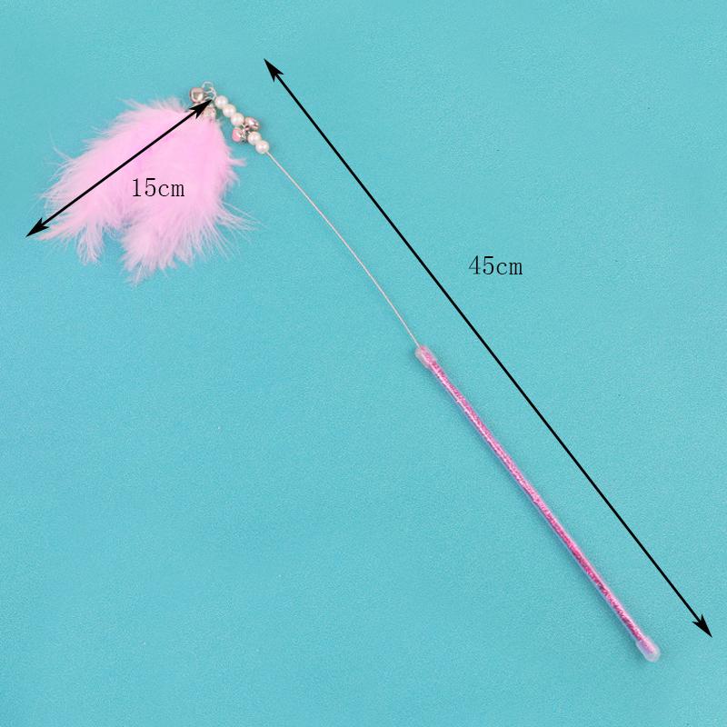 Hot fairy feather bells tease cat stick interactively to relieve boredom and make sounds of cat toys four colors