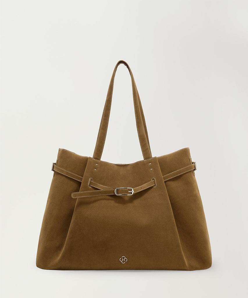 Heeari Fleur Suede Belted Bag_Camel
