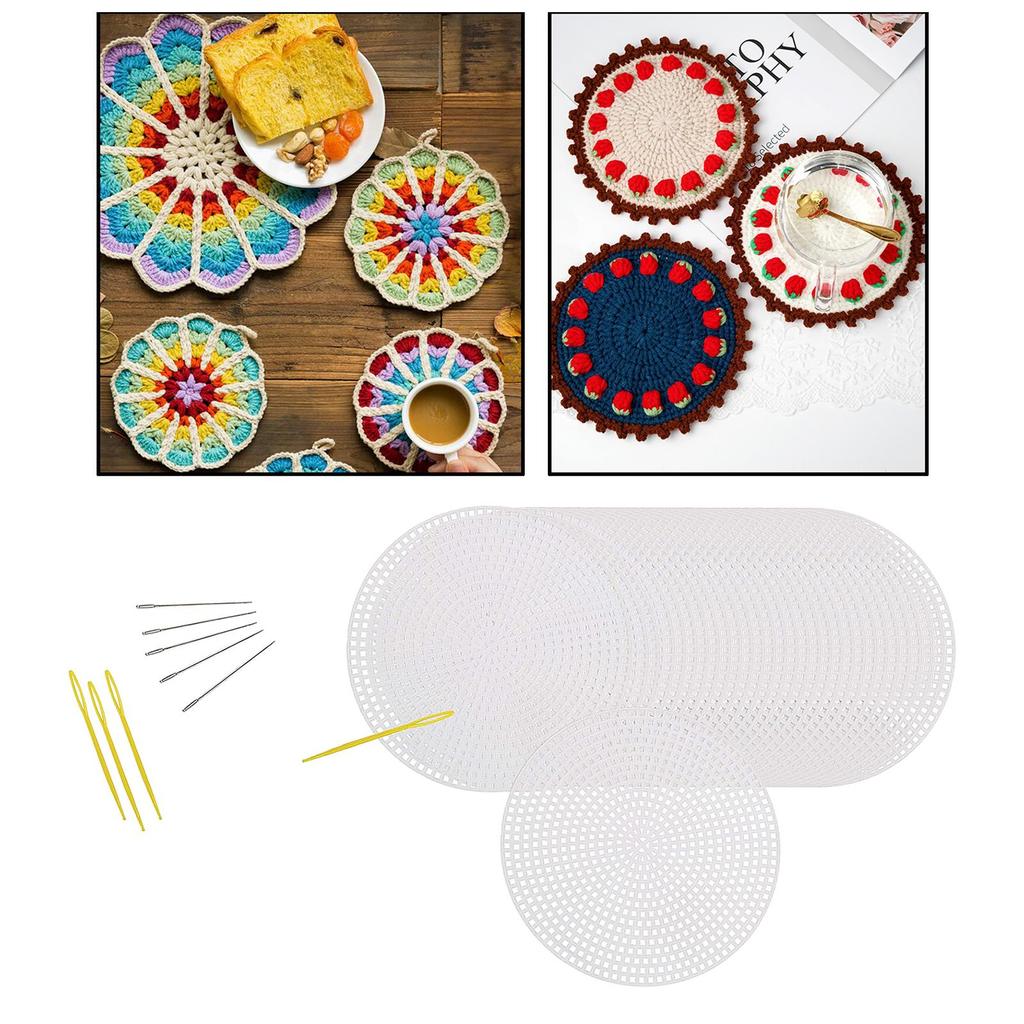 30Pcs Circle Mesh Plastic Canvas for Embroidery Stitch Needlepoint