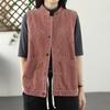 Gilet da Donna Cotone Senza Maniche Lino Denim Gilet Oversize Vintage Versatile Casual Bottoni Gilet