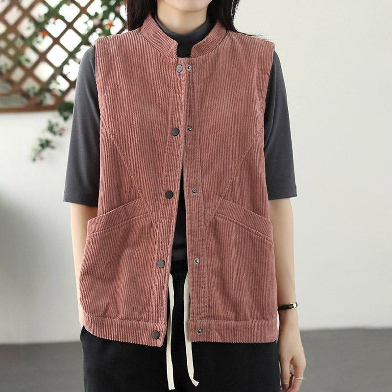 Gilet da Donna Cotone Senza Maniche Lino Denim Gilet Oversize Vintage Versatile Casual Bottoni Gilet