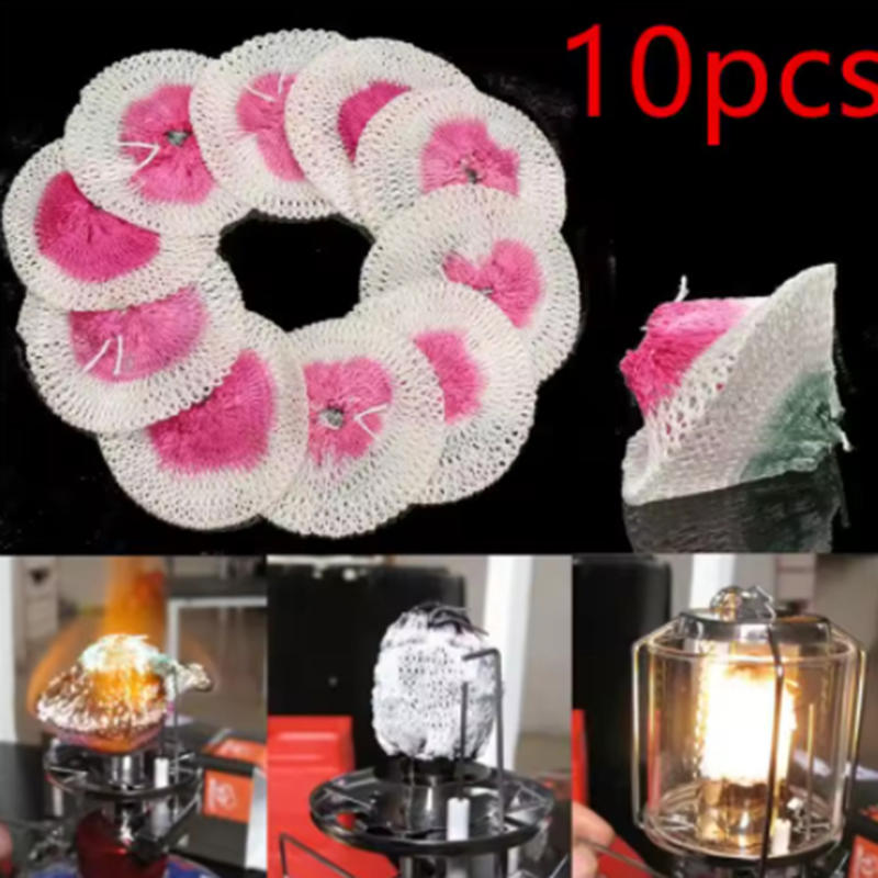 10PCS Outdoor Camping Gas Lantern Light Mantles Gauze Mesh Gas Lantern U-shap Mantle Kerosene Lamp Cover For Camping Accessories