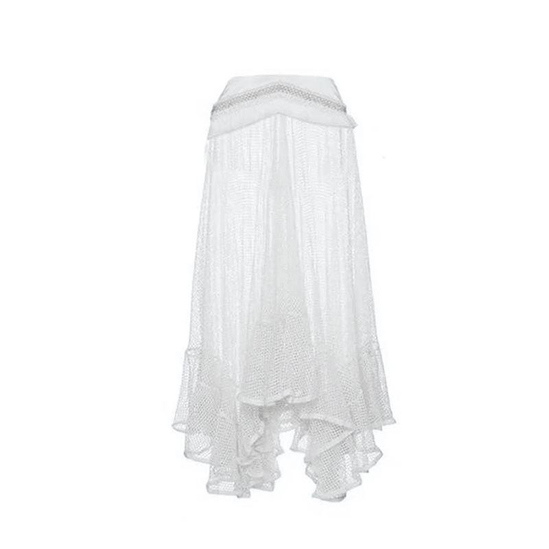 

Юбка миди из сетки высокого класса в европейском и американском стиле с неровным подолом Medium бежевый