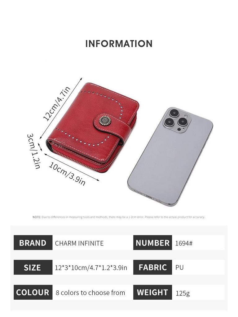 2025 Fashion Women's Cutout Short Wallet with Large Capacity Zipper Coin Purse and Retro Card Holder