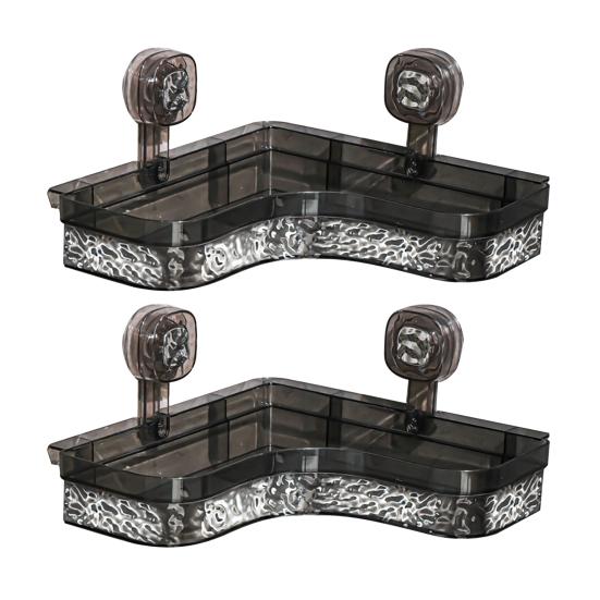 1/2 ks Rohový sprchový vozík Úložný stojan do koupelny s přísavkou Silná nosnost Snadná instalace Organizér na odkládání police do sprchy