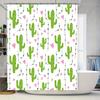 Green Cactus Shower Curtain Pink Hearts Home Decor Bathroom Liner For Kids Room Waterproof Fabric Print Easy Installation (White