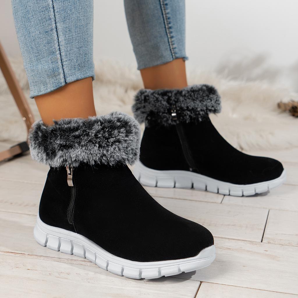 Women's Warm Snow Boots Autumn and Winter New Solid Color Short Boots Non-slip Flat Cotton Shoes