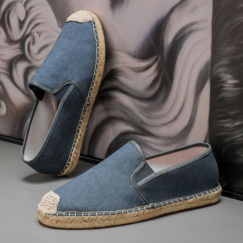 Men Blue Denim Canvas Shoes Social Shoe Male Casual Loafers Designer Shoes Breathable Comfortable Summer Shoe Fashionable Lazy