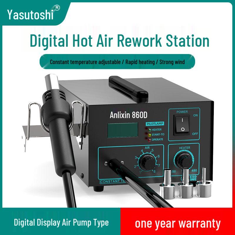 Anli Xin 862D Dual Display Hot Air Gun & Soldering Iron Set, Temperature-Controlled Desoldering Station