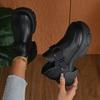 Retro Women Shoes Spring and Autumn Height Increase Thick Soled Casual Leather Shoes Round Head Buckled  Platform Sneakers Women