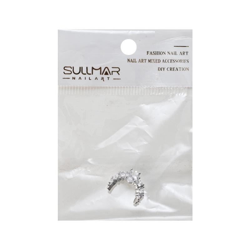 French Crescent Bow Full Diamond Heart V-shaped Zircon 3D Nail Art Decoration with Flat Bottom