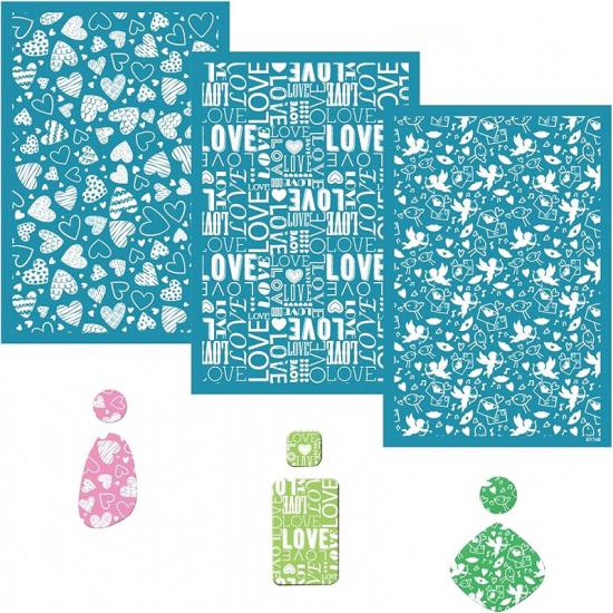 Silk Screen Stencil for Clay, Durable Boho Pattern Printing Kit DIY Craft Jewelry, Clay Silk Screen for Earrings Decoration, 3 PCS Each 5.9" X 3.5"