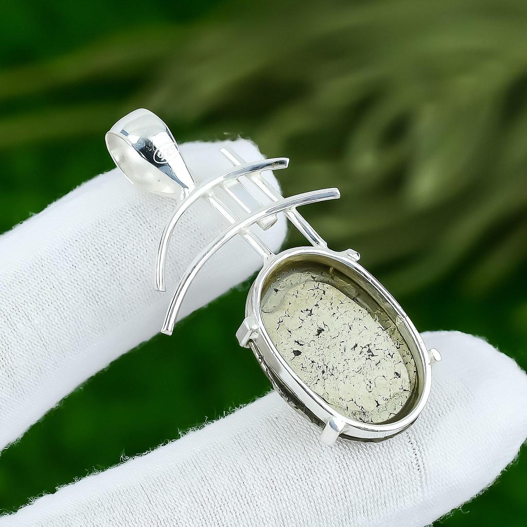 Srebro Próby 925 Czakra Słoneczna Kamień Pirytu Żona Rocznica Wisiorek Biżuteria