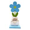 Yousheng 5Pcs/Set Wooden Flower Ornament with Base Boho Farmhouse Rustic 3D Colorful Flower Wood Table Sign Centerpiece Home Office Desktop Decoration